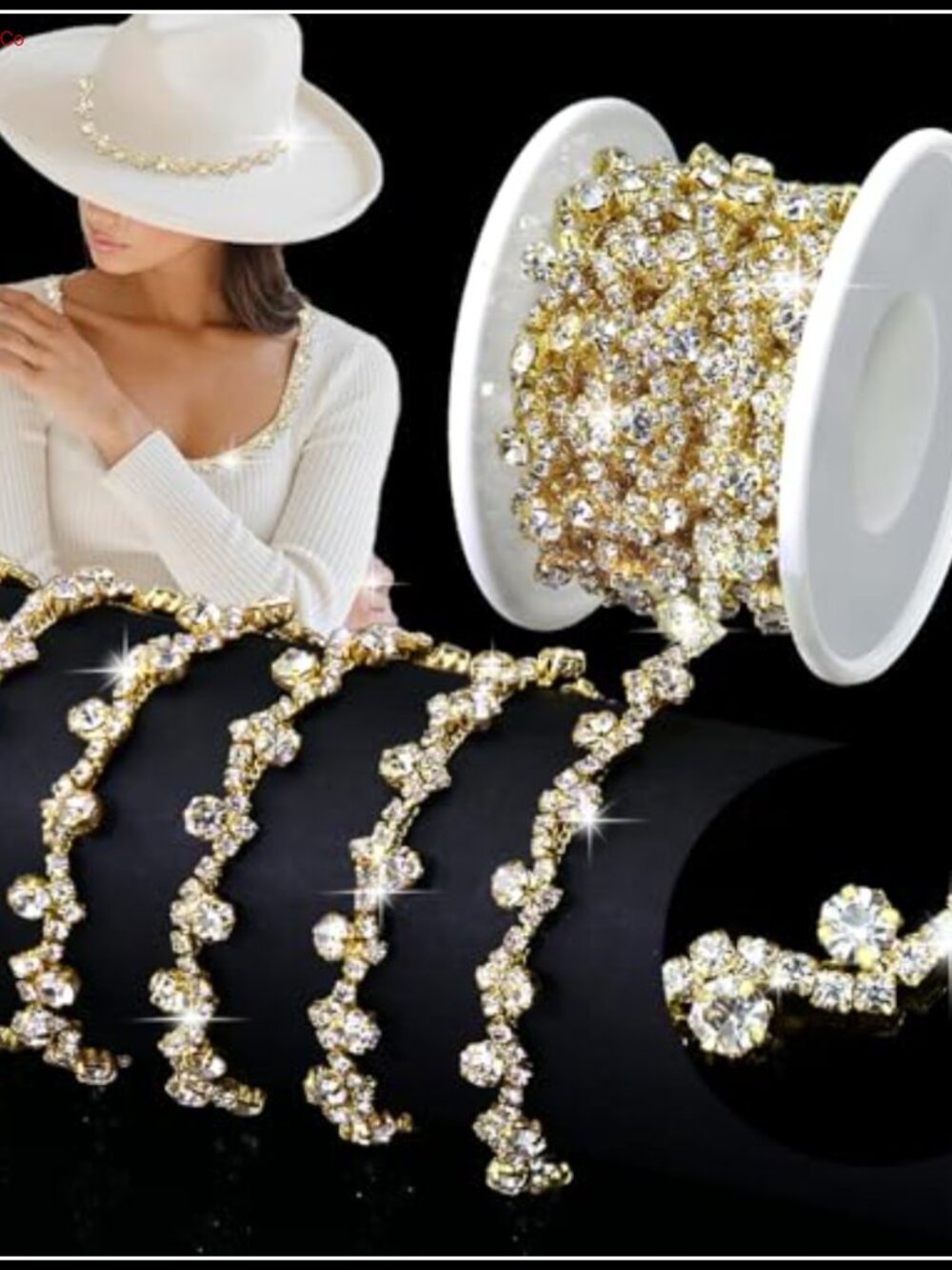 Rhinestone Trim Chain 3 Yards Glass Crystal Applique Wedding Dress Sewing
